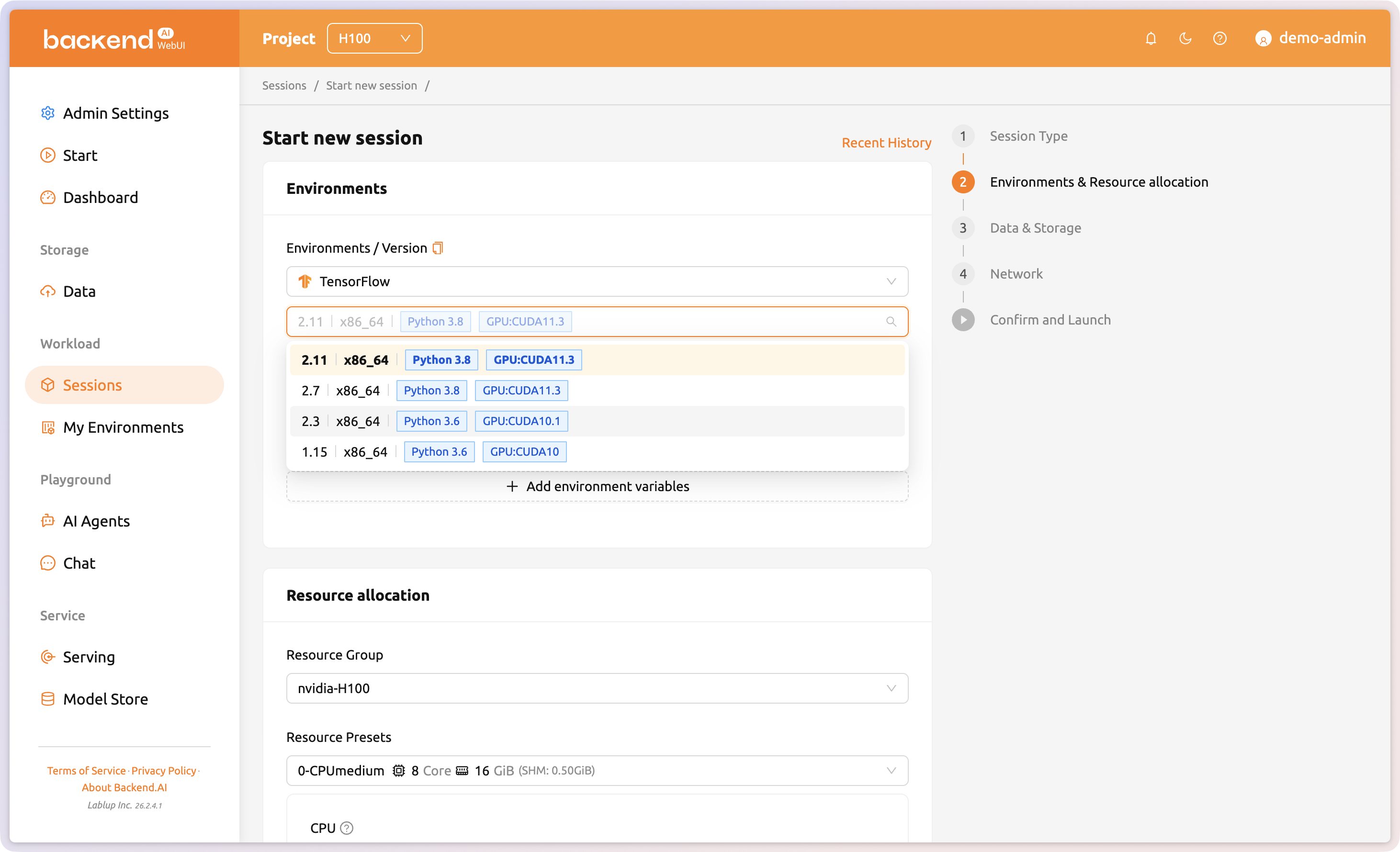 Session creation step 4