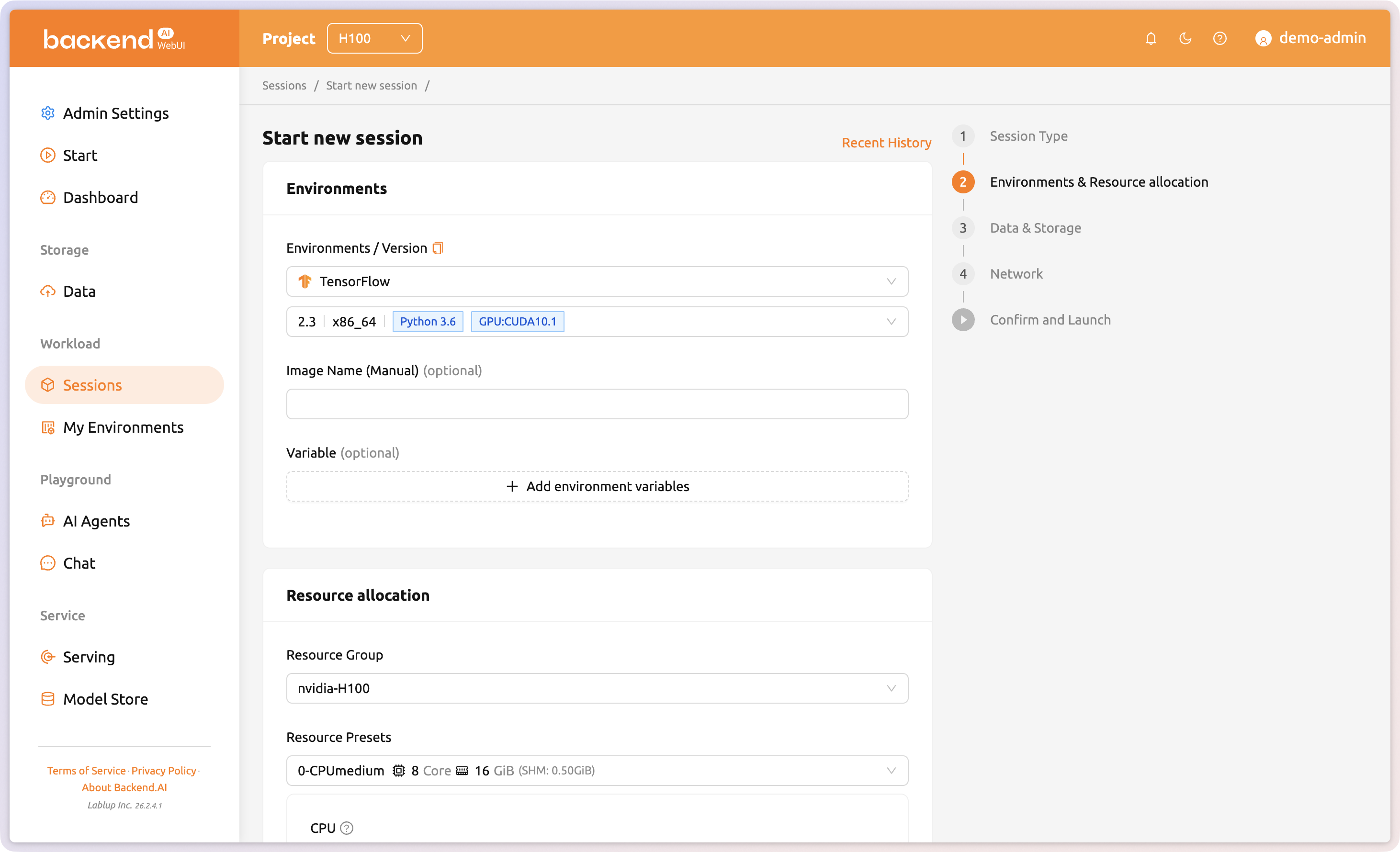 Session creation step 5